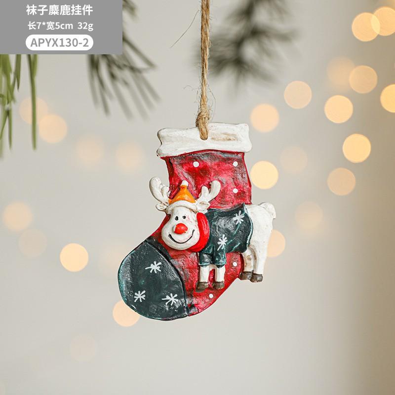 Resin Christmas Ornaments Vintage Style Reindeer Santa Horse Tree Hanging Decorations Xmas Party