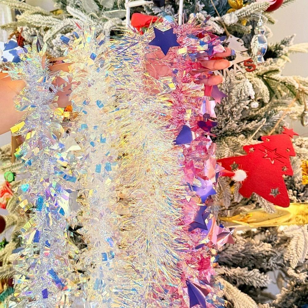 Цветные полоски Рождественская блестящая гирлянда DIY Лента для украшения рождественской елки для домашнего декора