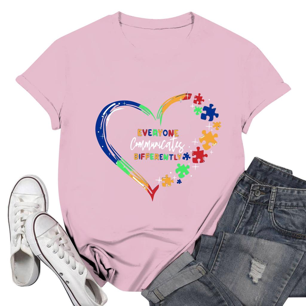 Женская повседневная футболка с принтом, пуловер с круглым вырезом, топ с короткими рукавами