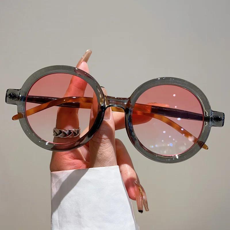 Vintage Round Sunglasses Women for Men Trendy Sun Glasses Punk Luxury Brand Designer Shades Big Frame Eyeglasses UV400