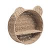 Cartoon Bear Ear Floating Shelves Cute Round Shape Rattan Woven Wall Shelf Hanging Storage Basket Plant Rack Home Decors