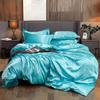 Summer Smooth Satin Duvet Cover Include Duvet Cover Flat Sheet and Pillowcases Smooth Bedding Set Silky Luxury Bedcloth Sets