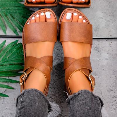 Новые сандалии с перекрестными ремешками больших размеров, летние новые, с круглым носком, легкие, простые, с темпераментом, на мягкой подошве, римские туфли