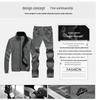Youth Men's Slim Fit Embroidered Sweatshirt Cardigan, M-8XL, Stand Collar, Solid Color, Long Sleeve, Spring/Autumn.