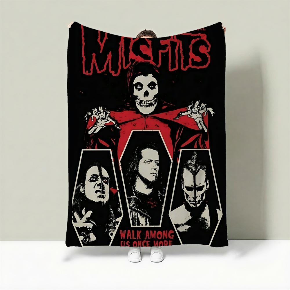 Band M-Misfits Throw Lightweight 240g Flannel Blanket Soft Skin-friendly for Summer Cooling