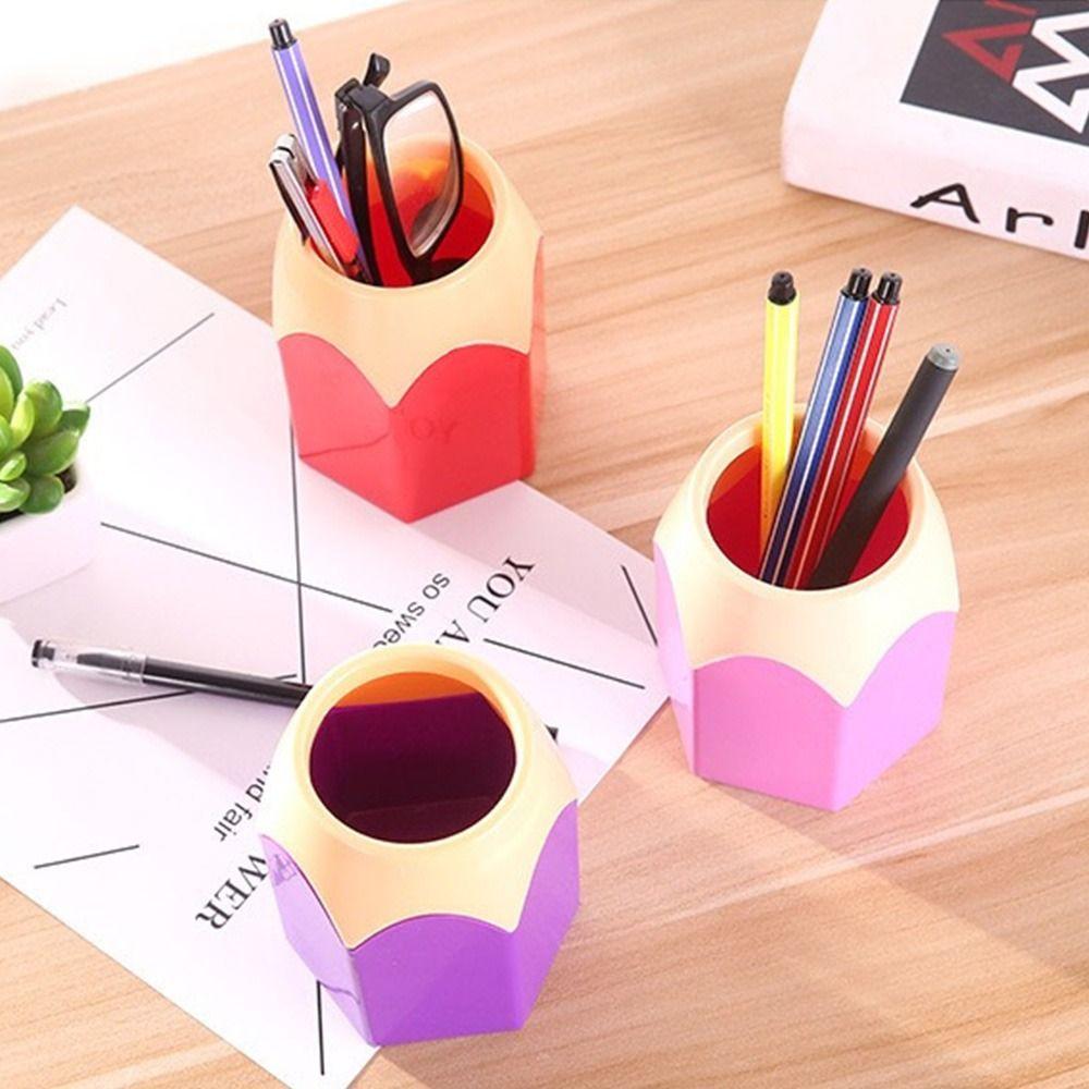 Desk Tidy Organiser Pencil Pot Holder Pen Storage Creative Pencil Head Pen Holder Organizer Box