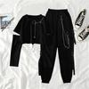 Black Cargo Pants Women Chain Trousers Female Streetwear