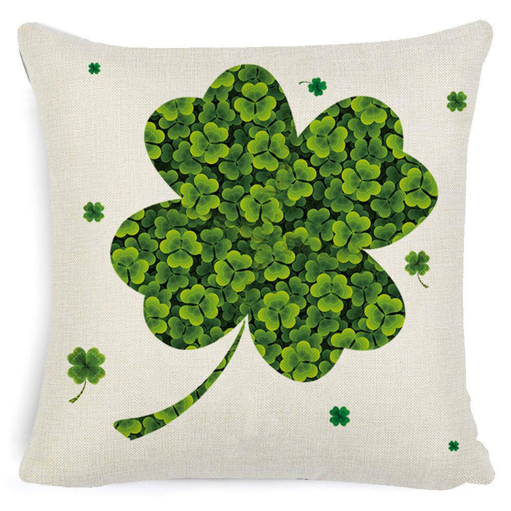 St. Patrick's Day European Holiday Four-leaf Clover Cushion Pillow Case Office Lumbar Support