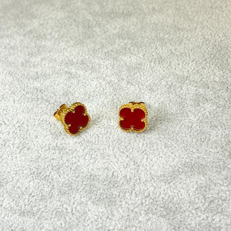 Премиальные серьги Feeling Clover из натуральной ракушки 13 мм, односторонние, простые, роскошные, модные серьги из титановой стали, без потери цвета, женские серьги