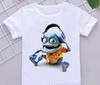 Смешные Футболки для Мальчиков Новые Crazy Frog Аниме Мультяшный Принт Детские Футболки Хип-Хоп Одежда Белая Футболка с Коротким Рукавом Топы