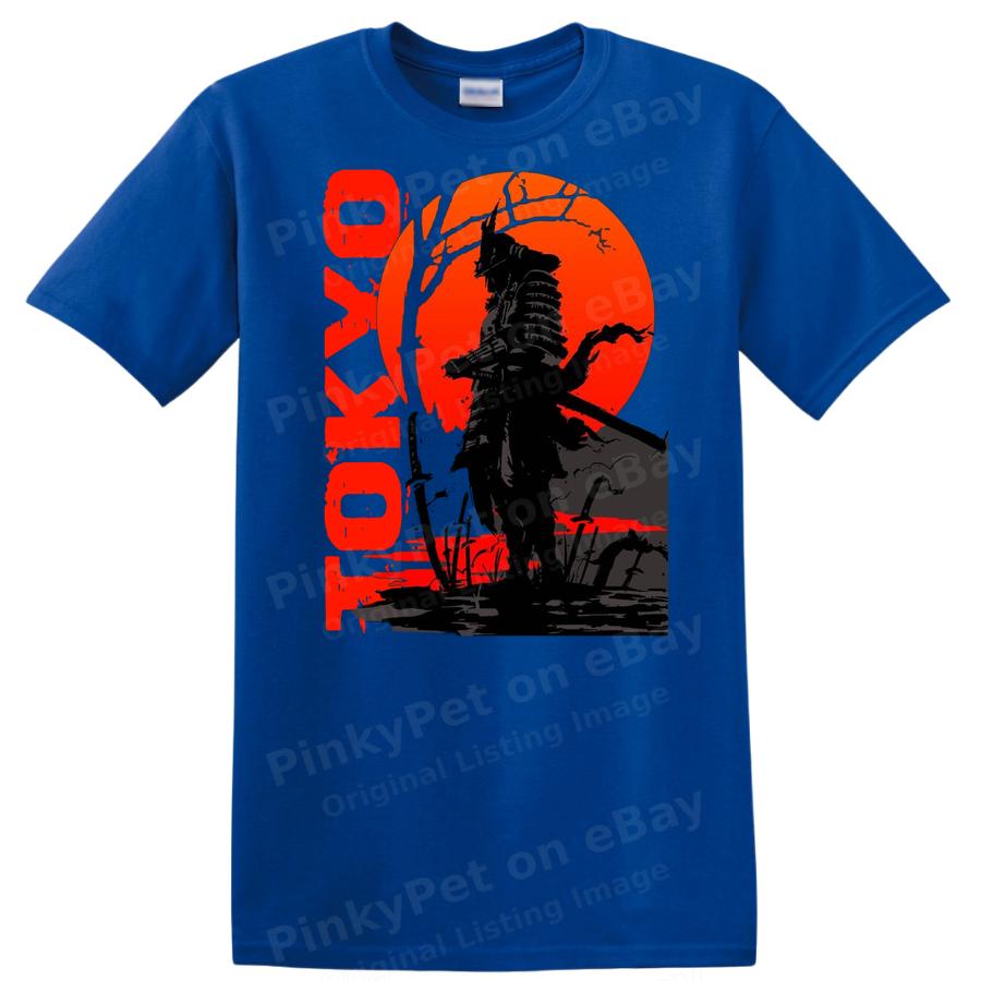 Tokyo Samurai Sunset Silhouette Graphic T Shirt Cool Vintage Anime Tee