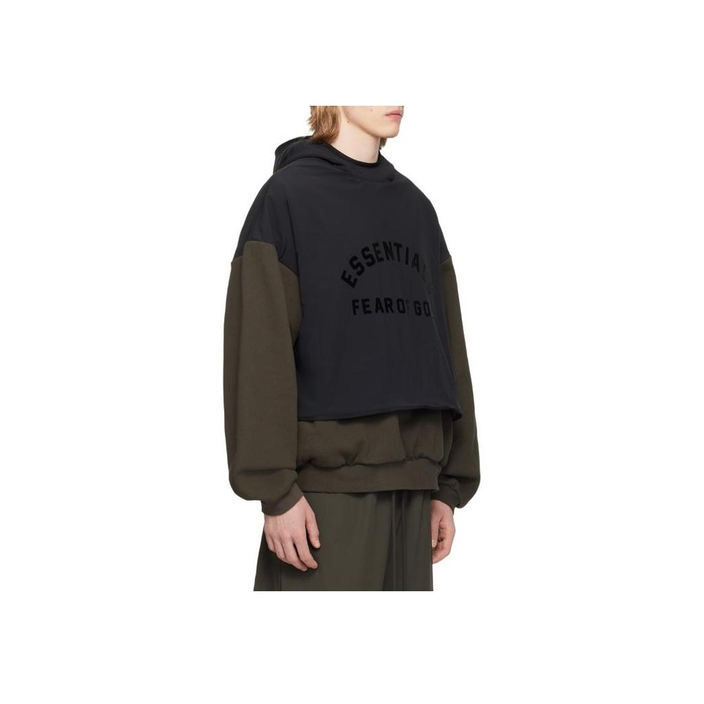 Fear of God Essentials Мужской свитер с капюшоном из нейлонового флиса Чернила/Струйный черный Мужские топы 202SP244320F