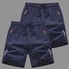Мужские спортивные шорты, однотонные прямые эластичные шорты на талии, повседневная одежда больших размеров, карманы на молнии в стиле ретро, ​​тонкие летние шорты до колена, мужская одежда