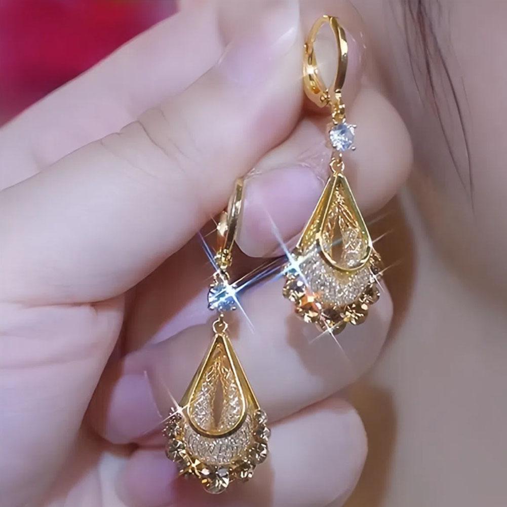 Сетчатые серьги-кольца Золотая проволочная сетка Серебряные элегантные ювелирные серьги Кристалл для женщины Аксессуар P5Q3