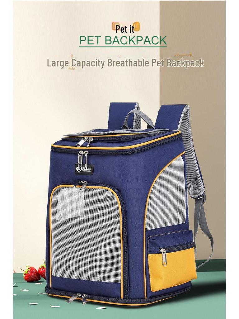 Дышащий рюкзак для домашних животных с двумя плечами - большая вместительная сумка из ткани Оксфорд для кошек и собак