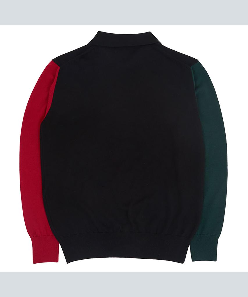 Mondiag [Mondiag X E.Enough] Men'S Merino Wool Round Collar Knit (Black Contrast)