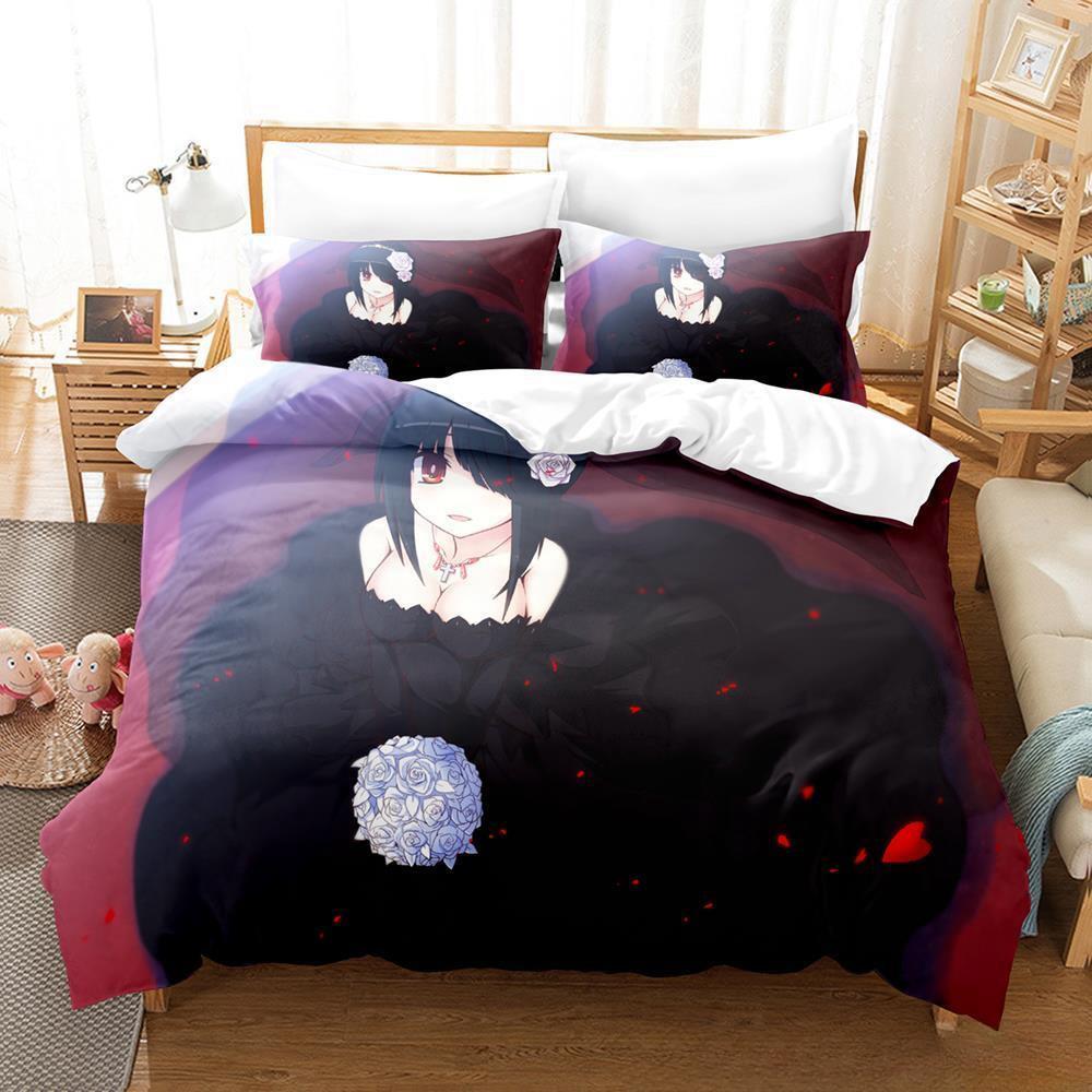 Новый комплект постельного белья Date A Live Tokisaki Kurumi Single Twin Full Queen King Size Bed Set Aldult Kid Bedroom Duvet cover Sets Anime