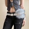 Rivet Leather Fur Belt PU Leather Plush Belt Personality Y2K Waistband  Dress Decoration