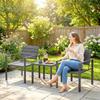 3 Pieces Garden Bistro Set For 2 Outdoor Bistro Table And Chairs With Metal Frame Plastic Patio Furniture Set