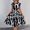 Весна и лето Новое сексуальное элегантное универсальное повседневное платье для свиданий и танцев с принтом в однотонном цвете и короткими рукавами