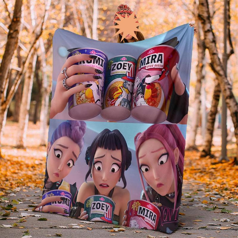 Kpop Hunter Flannel Blanket Soft Warm All-Season Throw, Design for Camping, Car Travel, Hiking Sofa, Bed, Office Perfect Gift for Parties