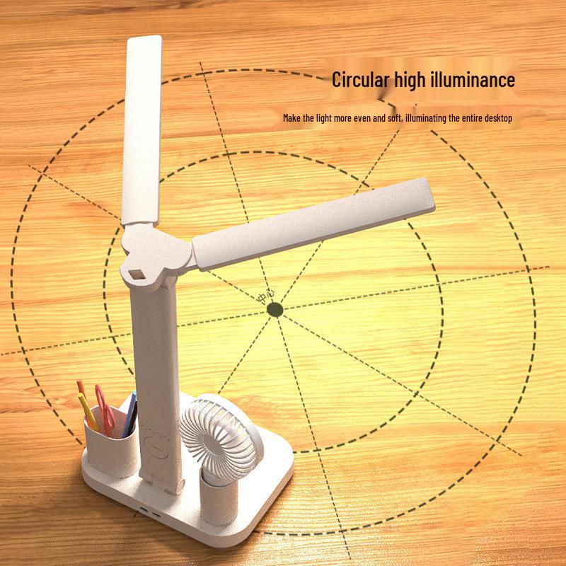 Dual-Head Eye-Protecting Desk Lamp with Clock and Pen Holder for Students and Children