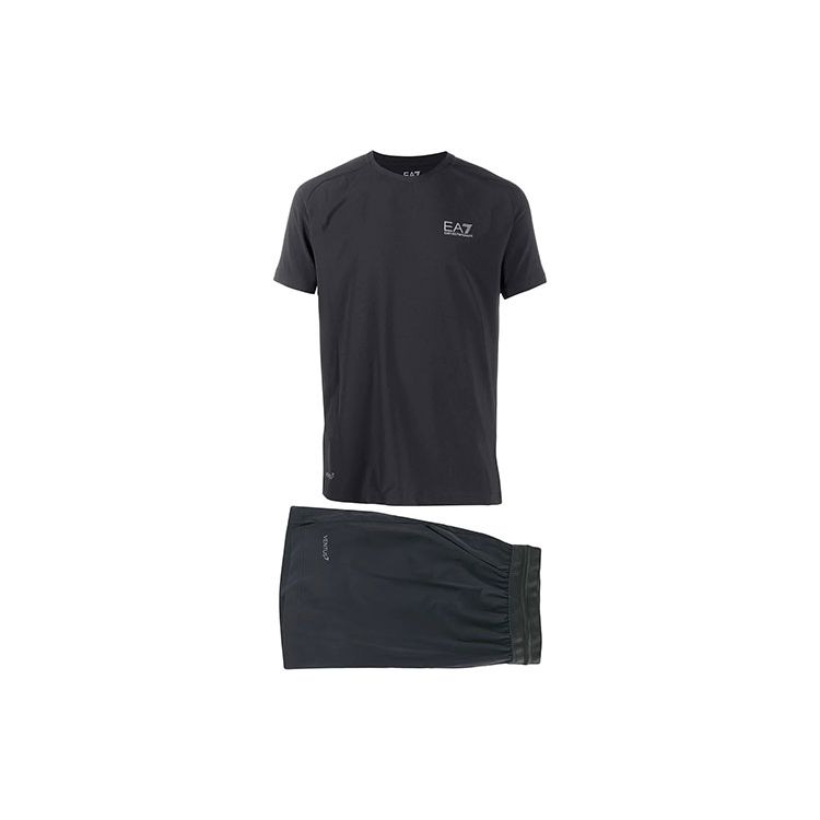 Emporio Armani EA7 Весна/Лето 2021 Логотип Повседневный Спортивный Костюм Мужской костюм Черный 8NPV01-P-N2CZ
