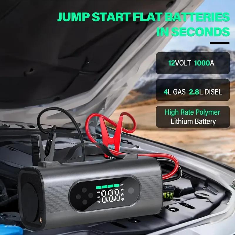 8 in 1 Portable Car Jump Starter with Air Compressor dual-use wireless Vacuum Cleaner 12V 150PSI Car Battery Jump Starter (S8)