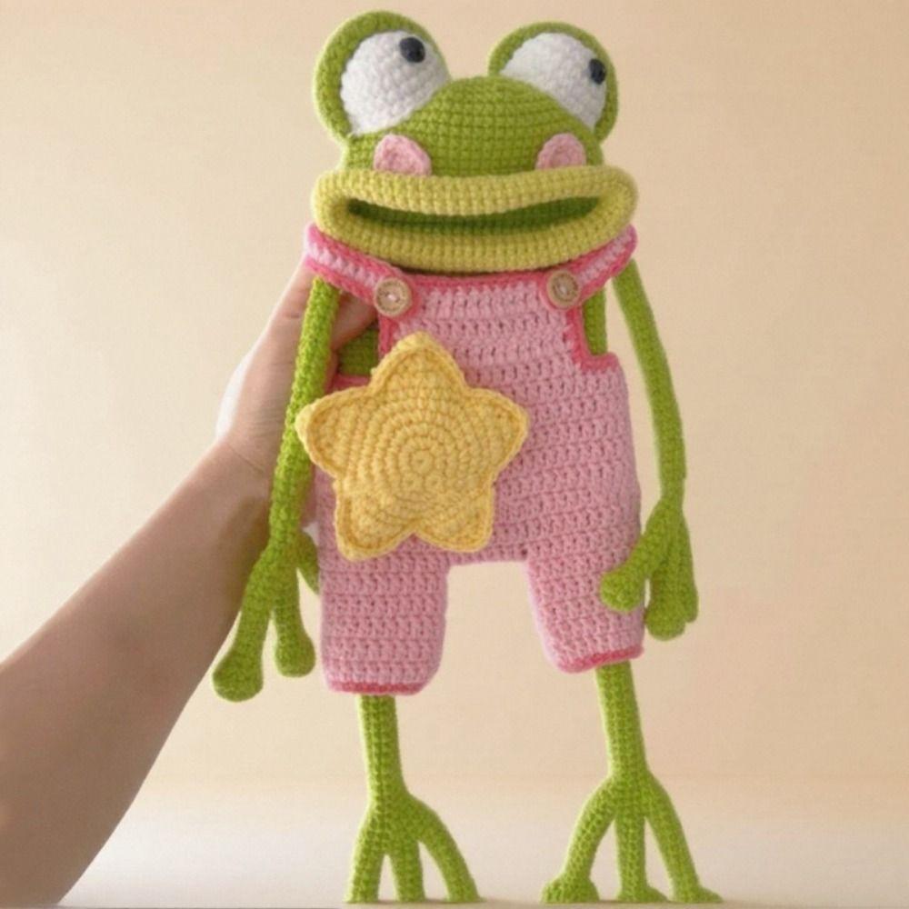 Yarn Crochet Frog Materials Kit DIY Material Bag Crossbody Crochet Purse Birthday Gift