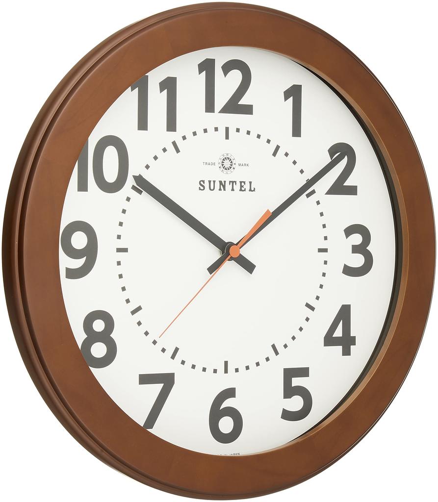 Настенные часы Suntel SQ06-BR Коричневые, 330 x 45 мм, Четкий узор цифр, Настенные часы с деревянной рамой (коричневый)