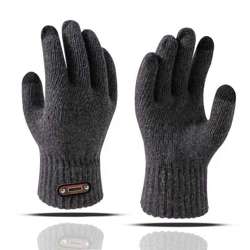 Мужские перчатки зимние утолщенные теплые плюшевые шерстяные зимние для холодной погоды для велоспорта осень-зима вязаные новые модели