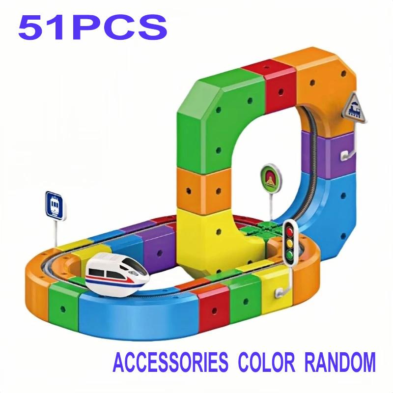 Магнитные рельсовые машинки-кубики для детей, развивающая игрушка, конструктор DIY, волшебный поезд на трассе, гравитационный лабиринт, рождественские подарки