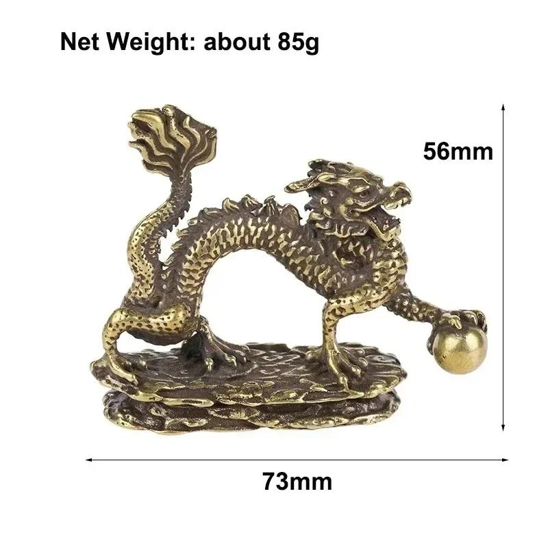 Tiger King Catching Deer Dragon and Dinosaur Statue Small Ornament Antique Bronze Animal Miniature Home Desk Decorations Craft
