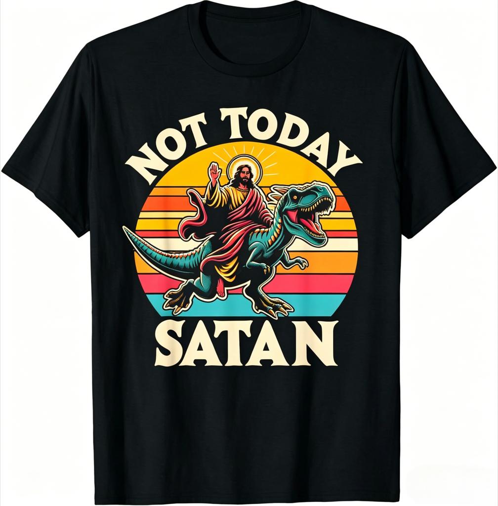 UnisexS Gothic Graphic TShirt Not Today Jesus with Distressed Red Print Casual Tee for Outdoor Family Wear Gothi 2026 Summer
