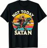 UnisexS Gothic Graphic TShirt  Not Today Jesus with Distressed Red Print Casual Tee for Outdoor Family Wear Gothi 2026 Summer