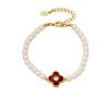 Fashion square zircon agate four-leaf clover flower pendant earrings bracelet necklace super flash geometric versatile earrings