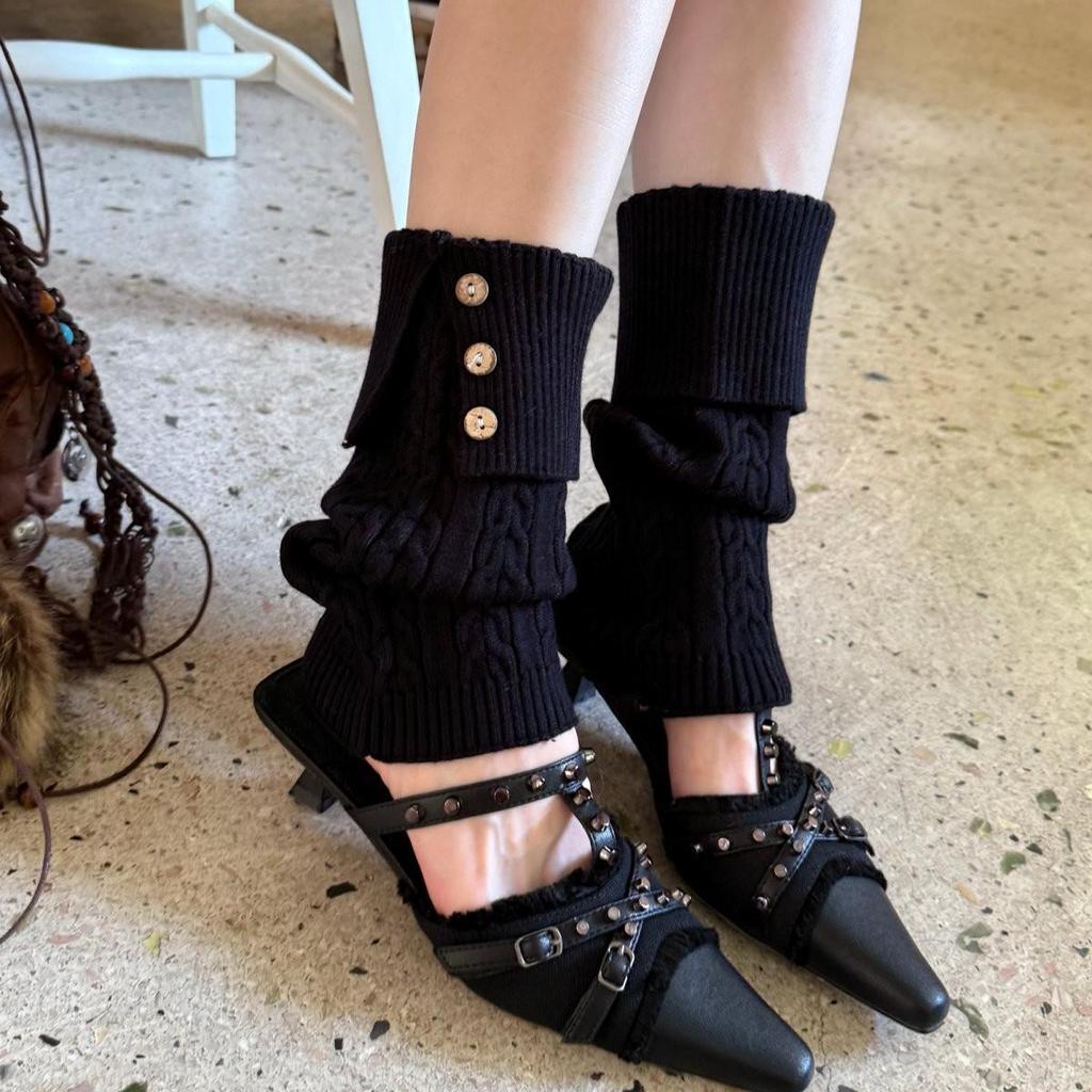 Ретро гетры с пуговицами и отворотами, вязаные косами: Гольфы Slim Fit для подиумной моды Осень-Зима