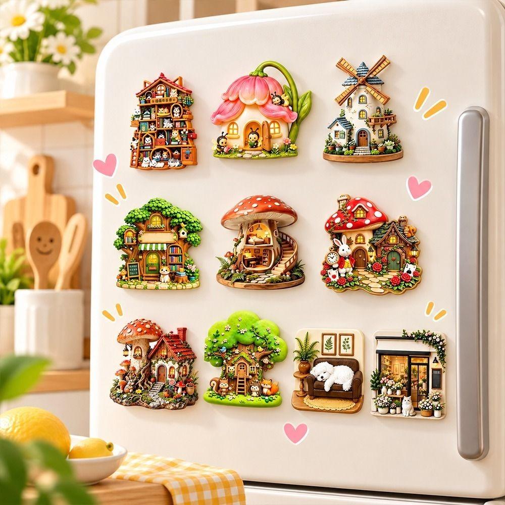 Simulation Refrigerator Magnet Cute Theme 3D Refrigerator Stickers Resin Fridge Magnet Home Decor