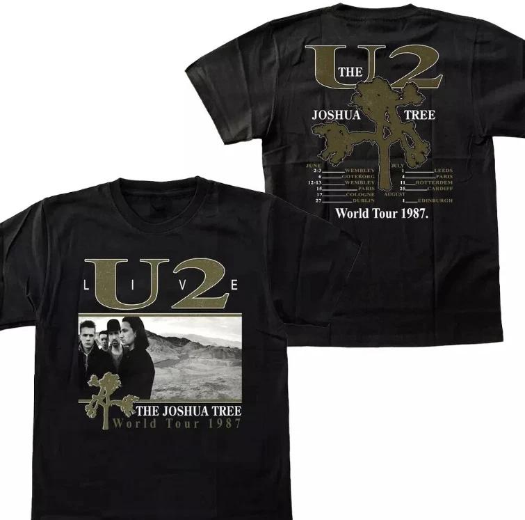 U2 Band The Joshua Tree Мировой Тур Тяжелый Хлопок Черный Все Размеры Футболка