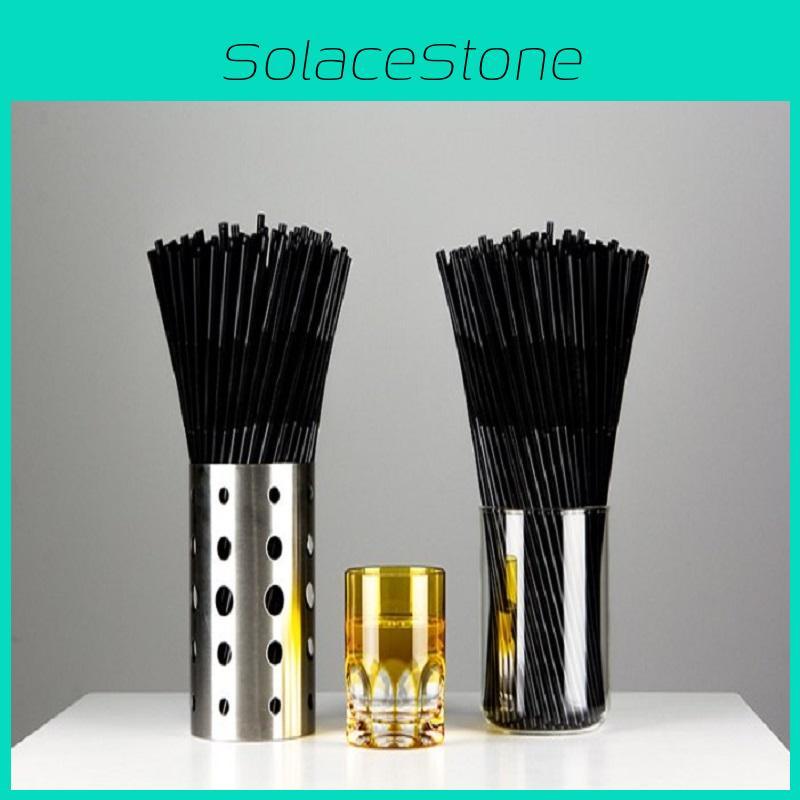100pcs Black Bendy Straws Ideal For Elegant Birthday And Summer Party Drink Needs