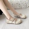 Women's Flat Shoes Autumn New Frosted Splicing Round Head Shallow Mouth Butterfly Knot Single Shoes