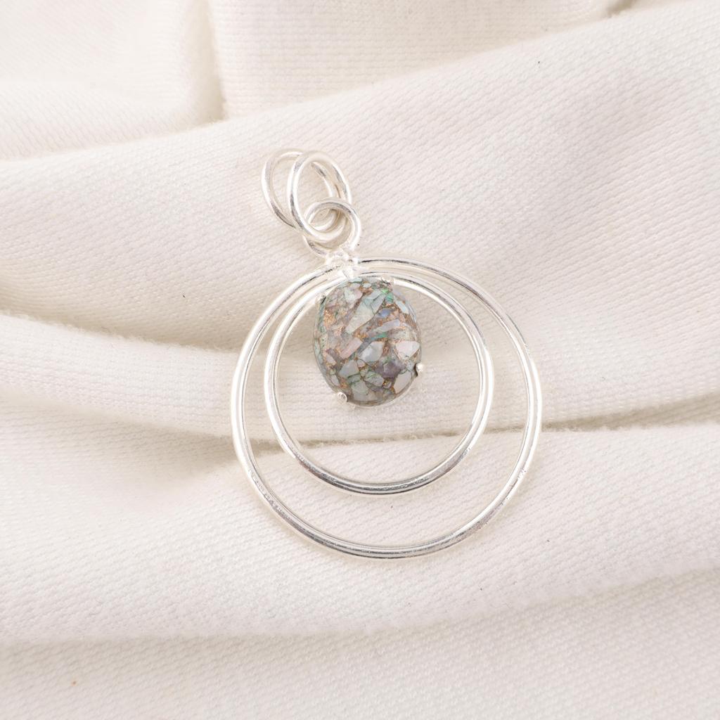 Эфиопская медная бирюза, ювелирные изделия из драгоценных камней, кулон ручной работы, кулон из стерлингового серебра 925 пробы, подарок для нее