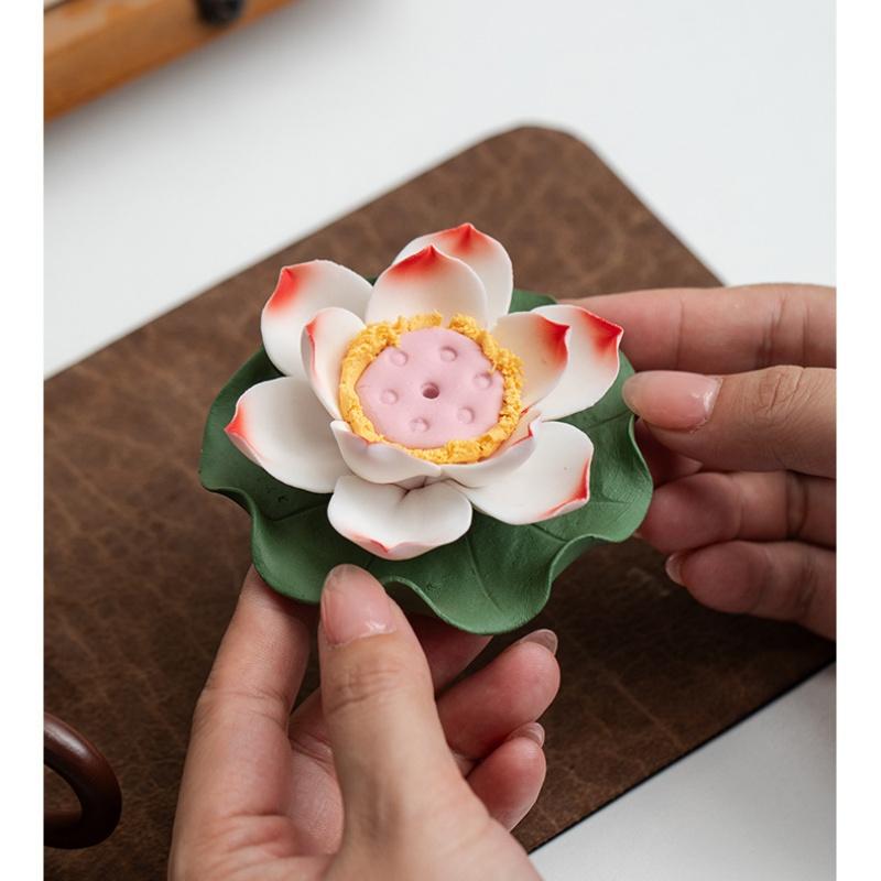 Керамическое Рукоделие Ручная Работа Лотос Держатель Аромата Кадильница Искусственный Цветок Кувшинка Декоративные Фигурки Декор для Дома