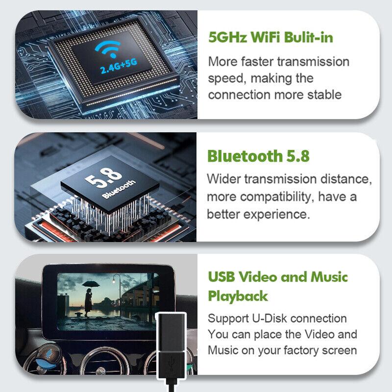 Sinairyu Беспроводной комплект CarPlay Android Auto для модернизации Mirror-Link, совместимый с Mercedes Benz ABCE Class с NTG 5.0