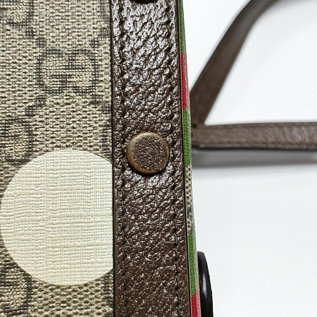 [Pre-Owned] Horsebit 1955 Vintage Logo Colorful Geometric Print Canvas And Leather Mini Shoulder Bag - Good #1SSEUP4