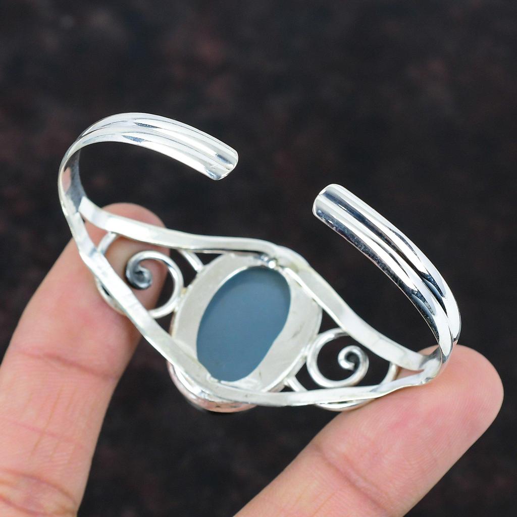 Браслет из драгоценного камня с аквамарином, браслет-манжета из стерлингового серебра 925 пробы, регулируемый браслет ручной работы, браслет последнего дизайна, ювелирные изделия с аквамарином для подарков