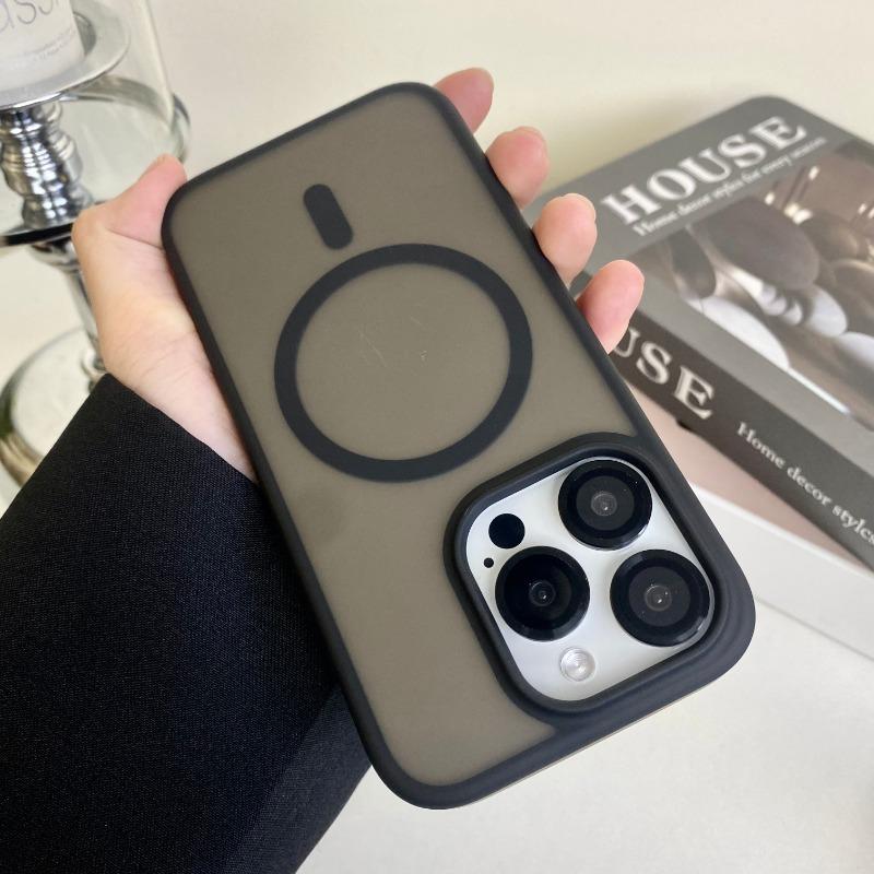 Магнитный противоударный чехол Magsafe для iPhone, защитное пальто с беспроводной зарядкой, темный iPhone14 15 14Pro Max 13 Pro Max