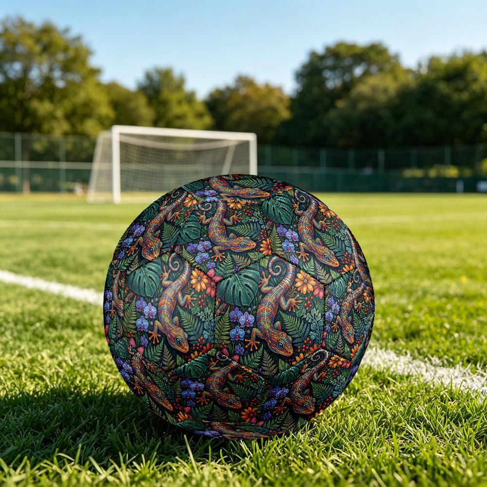 1pc Colorful Gecko Garden Theme Soccer Ball Football, Size 5, Lightweight PVC, Durable Outdoor Training Soccer Ball, Gift m61486