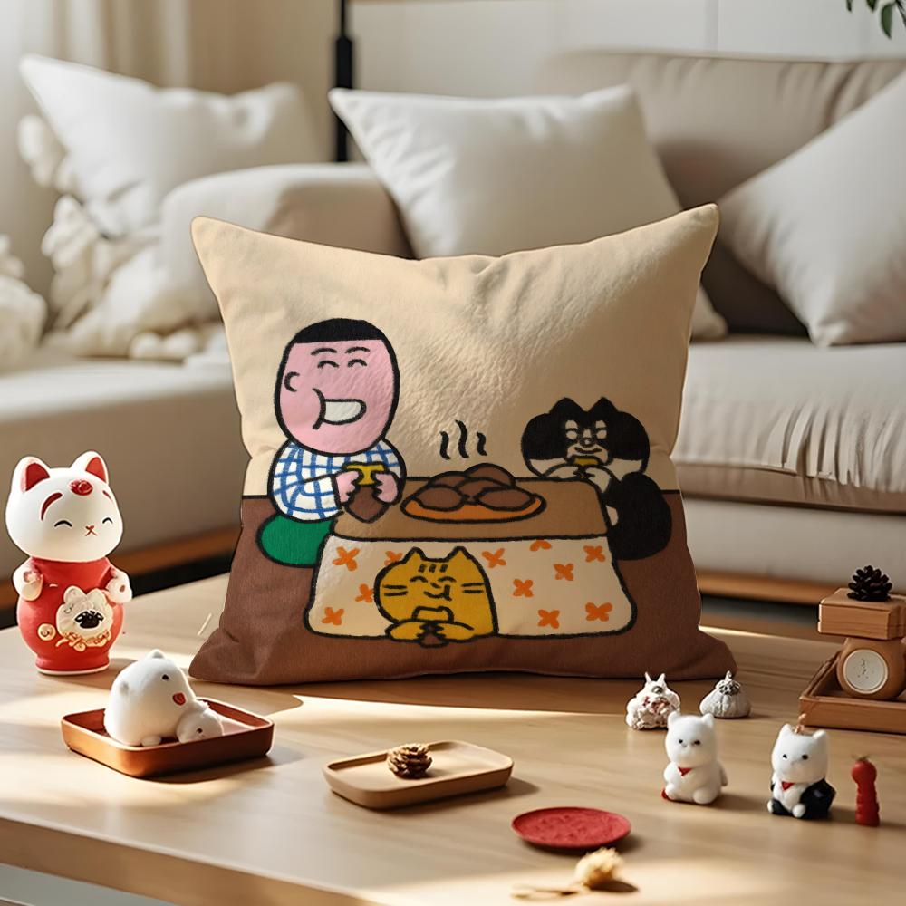 Gomatsu Cushion Cover Anti-dustmite Pillowcase Invisible Zipper Silky Short Plush Sofa Cushion Cover