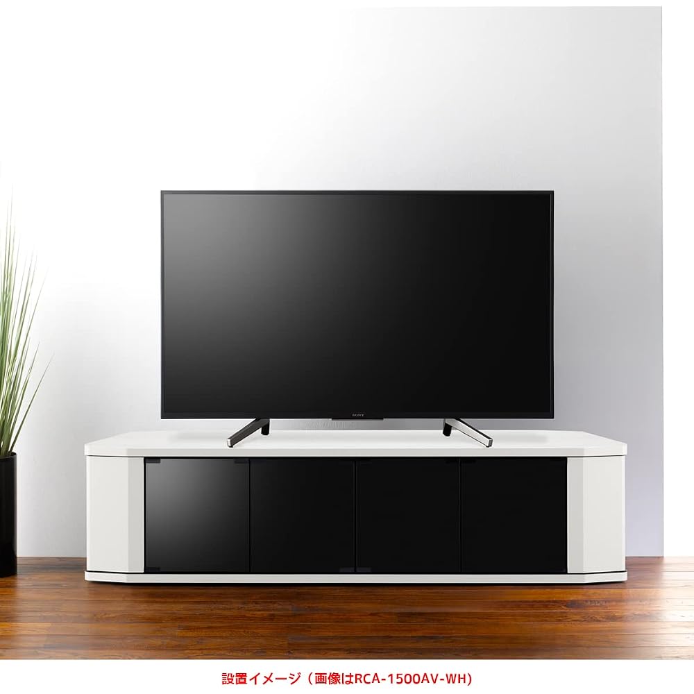 Asahiwood RACINE TV Stand for 65-inch TVs, White, 148.8cm (W) x 39cm (D) x 37.7cm (H), Corner-compatible, with casters, tempered glass, and shatterpro